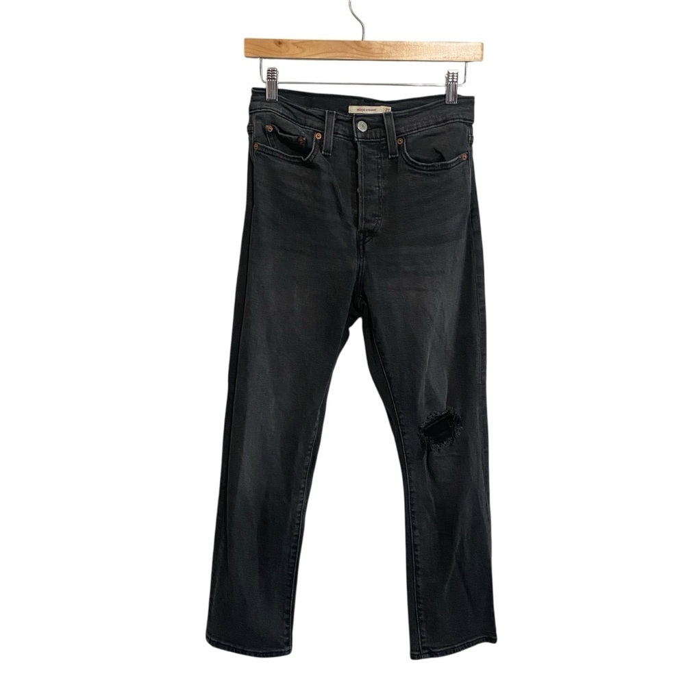 Levi's Charcoal Gray High Rise Wedgie Straight Button Fly Ankle Jeans Size 27